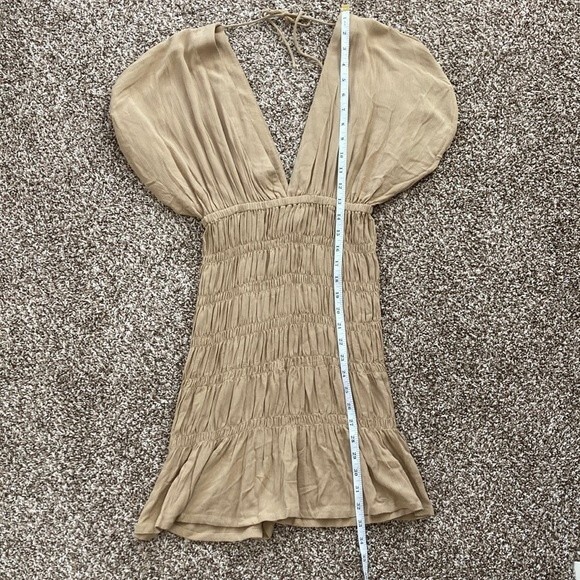 Lovers and Friends Vneck Ruched Nude Innika Summer Mini Dress XXS - Picture 16 of 16